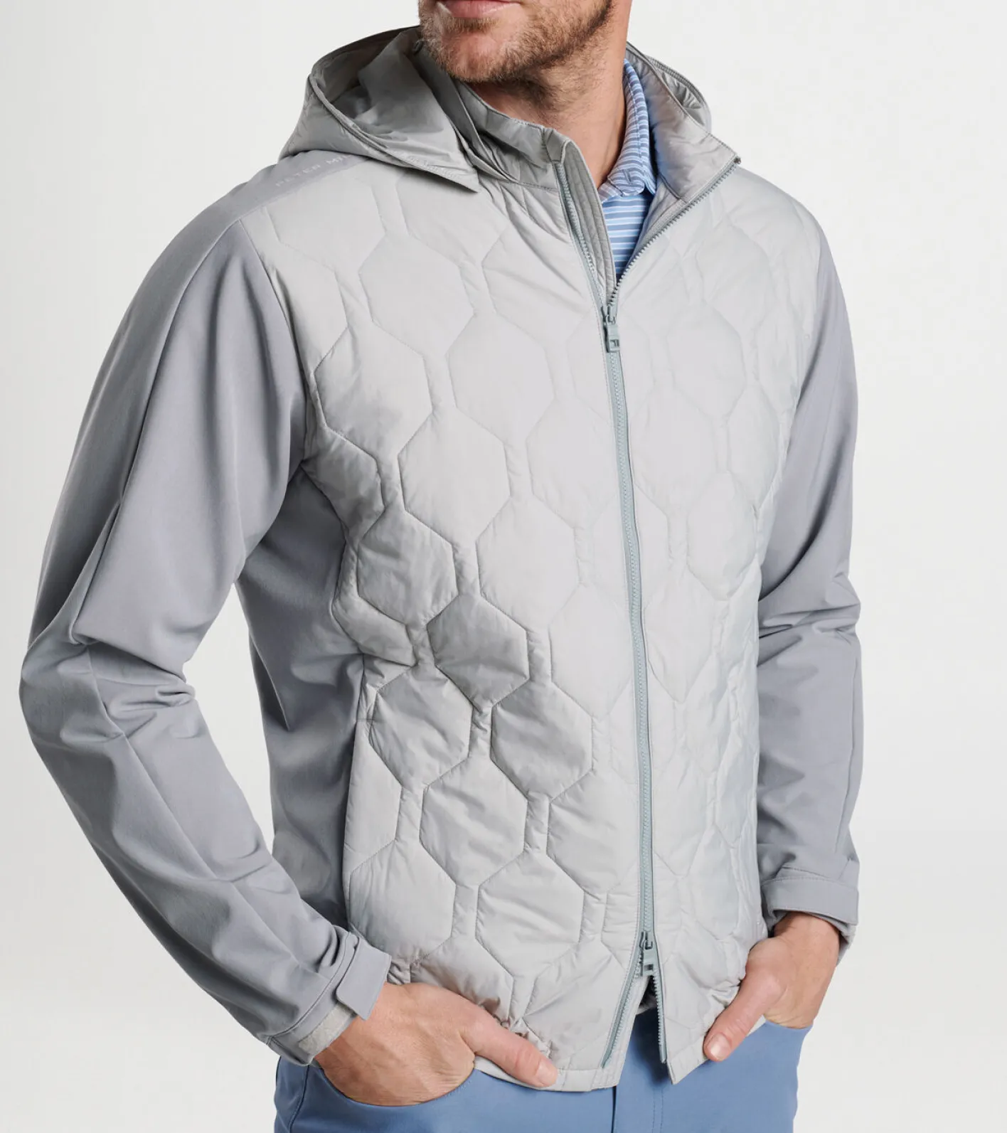 Clearance Peter Millar Rush Hooded Jacket BRITISH GREY/GALE GREY