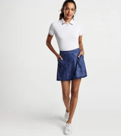 Fashion Peter Millar Sally Tonal Floral Trim Skort Navy