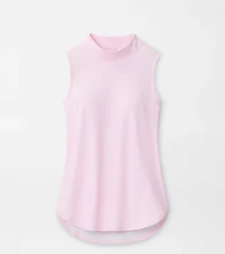 Discount Peter Millar Scottie Herringbone Print Mock Neck Shell Palmer Pink