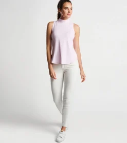 Discount Peter Millar Scottie Herringbone Print Mock Neck Shell Palmer Pink