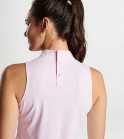 Discount Peter Millar Scottie Herringbone Print Mock Neck Shell Palmer Pink