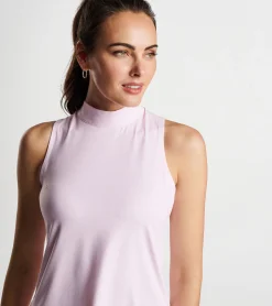 Discount Peter Millar Scottie Herringbone Print Mock Neck Shell Palmer Pink