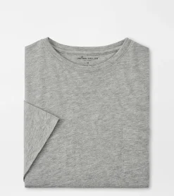 New Peter Millar Seaside Pocket Tee Coastal Grey