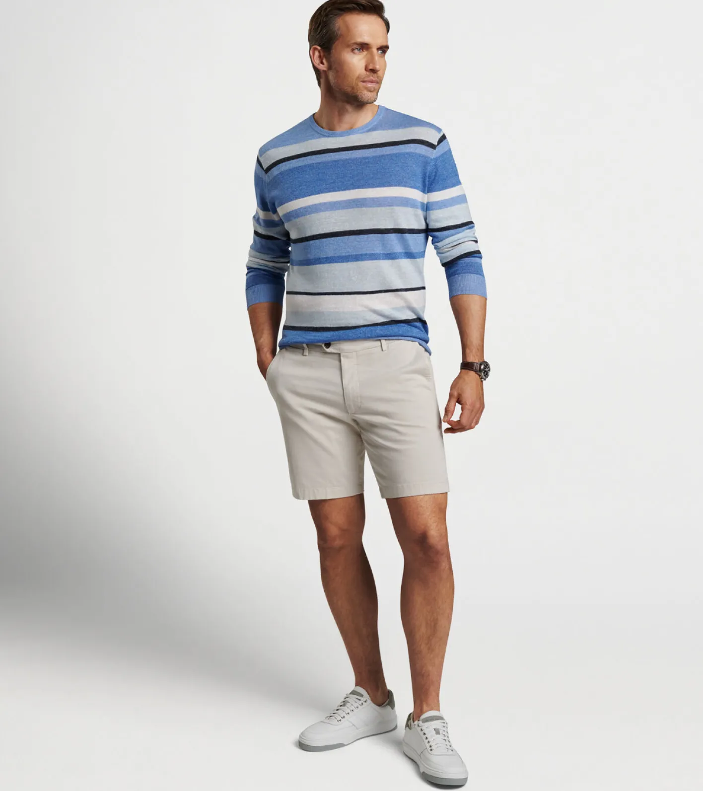 Outlet Peter Millar Serene Multi-Color Crew Tahoe Blue