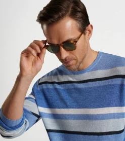 Outlet Peter Millar Serene Multi-Color Crew Tahoe Blue