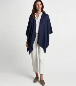 New Peter Millar Silk Cashmere Cape Navy