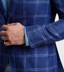 Discount Peter Millar Sola Windowpane Soft Jacket Atlantic Blue