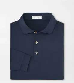 Sale Peter Millar Solid Stretch Jersey Long Sleeve Polo Navy