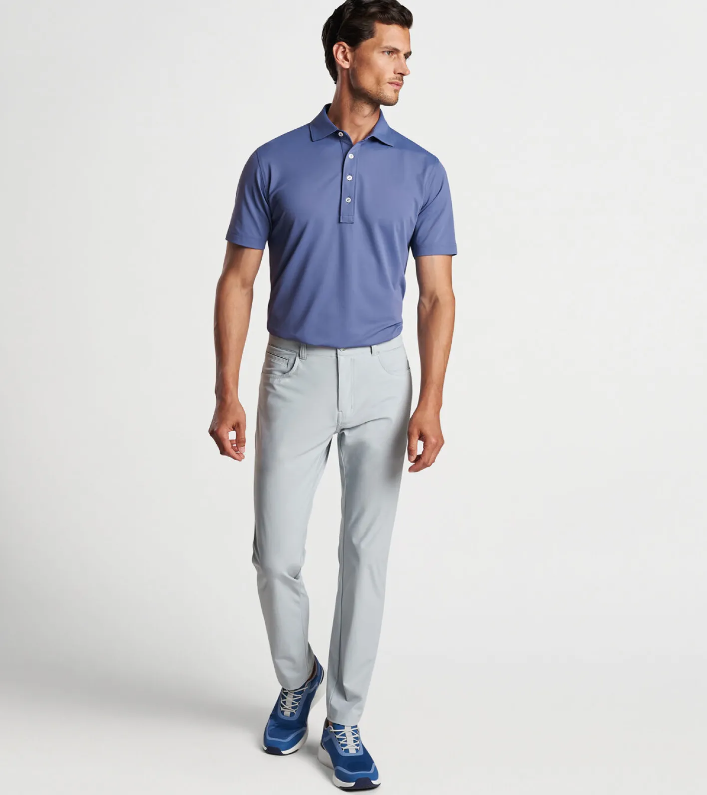 New Peter Millar Soul Performance Mesh Polo Blue Frost