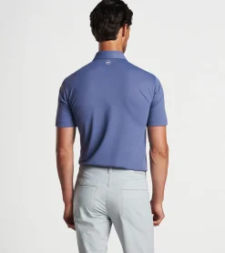 New Peter Millar Soul Performance Mesh Polo Blue Frost