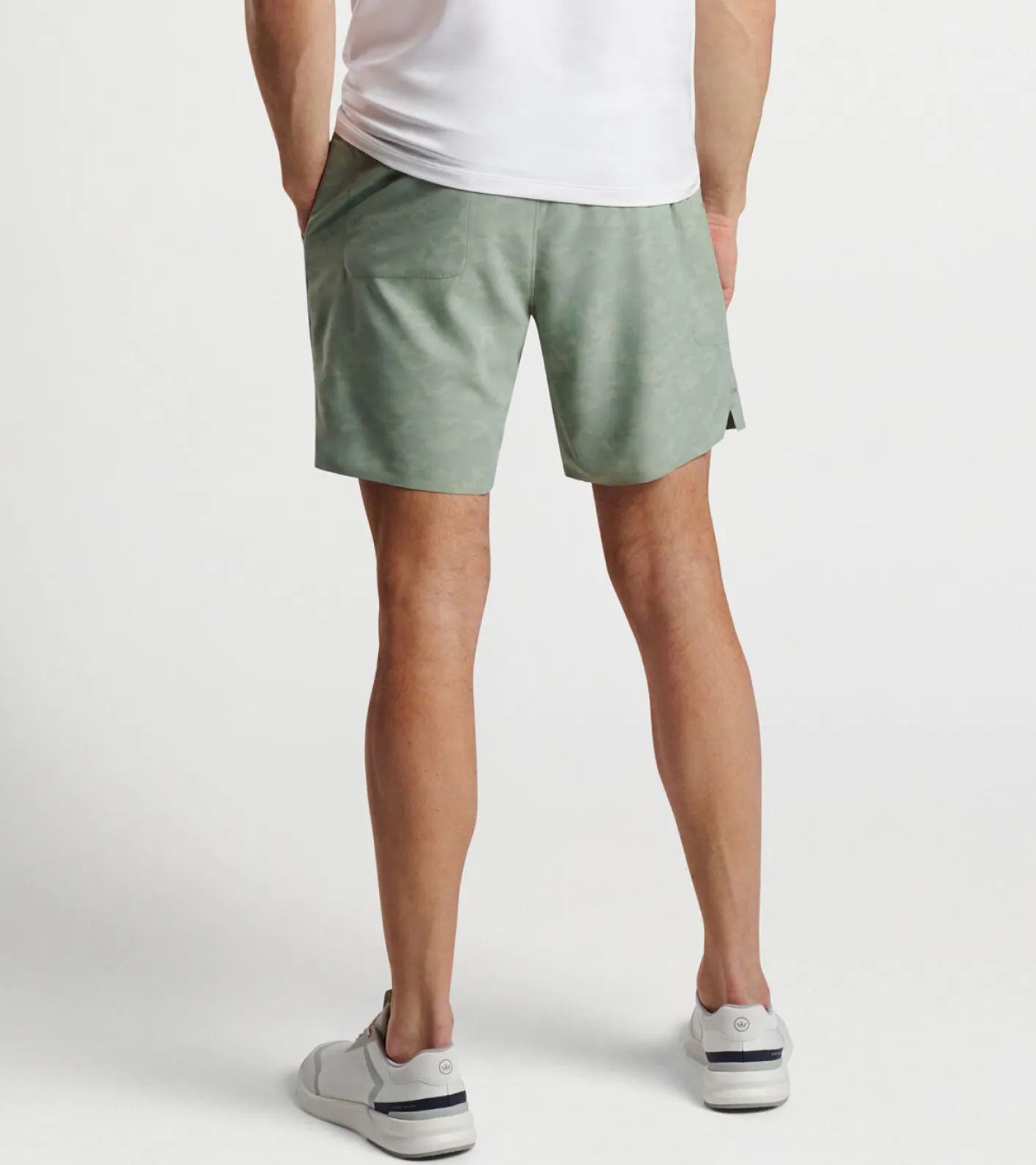 New Peter Millar Swift Camo Performance Short SAGE FOG