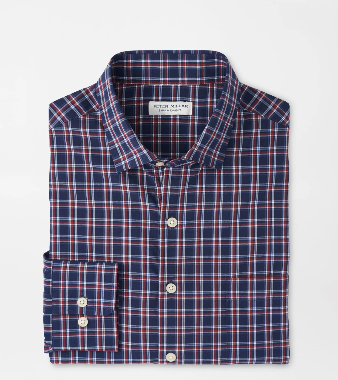 Best Peter Millar Sylvan Performance Poplin Sport Shirt Navy