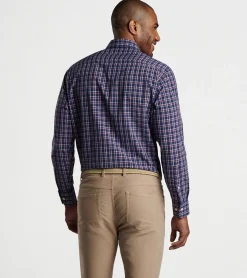 Best Peter Millar Sylvan Performance Poplin Sport Shirt Navy