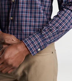 Best Peter Millar Sylvan Performance Poplin Sport Shirt Navy