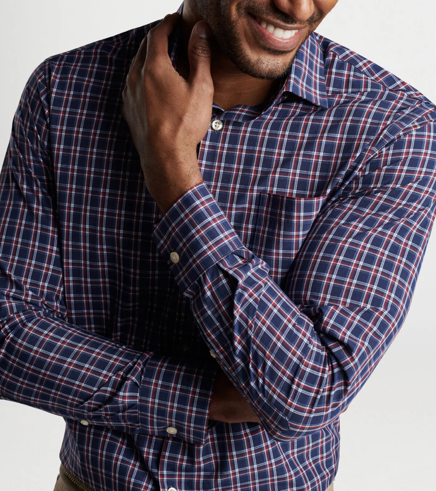 Best Peter Millar Sylvan Performance Poplin Sport Shirt Navy