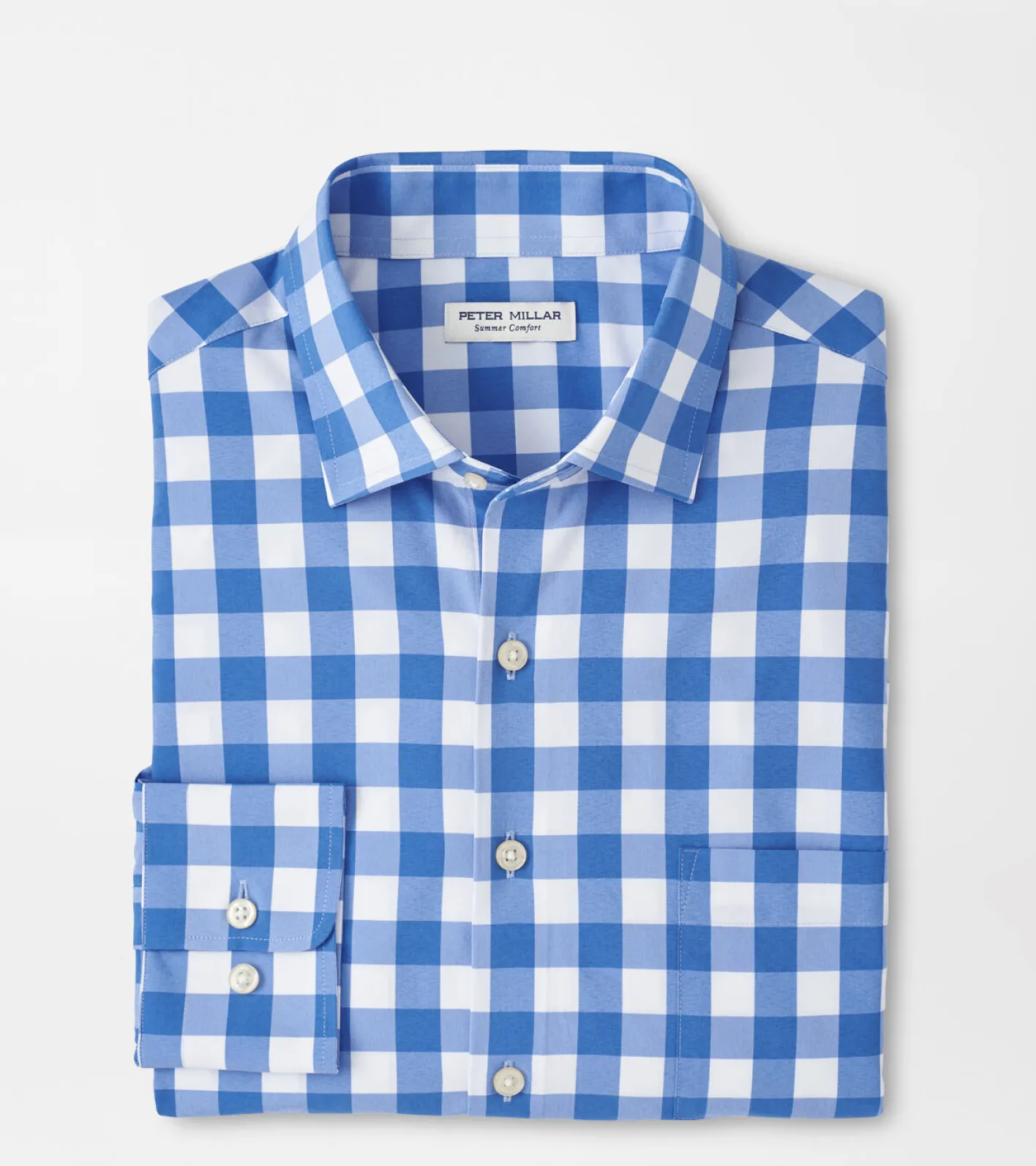 Hot Peter Millar Van Ness Performance Poplin Sport Shirt Cape Blue