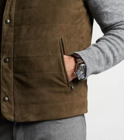 Clearance Peter Millar Vantage Suede Vest Loden