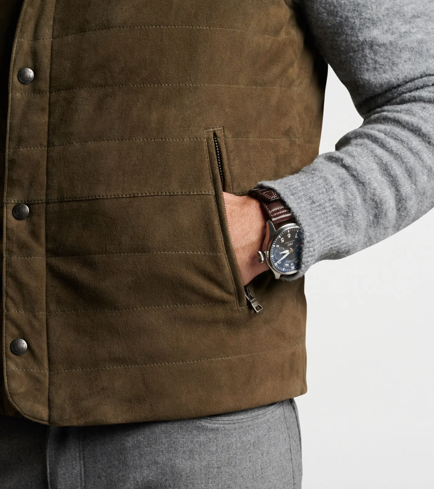 Clearance Peter Millar Vantage Suede Vest Loden