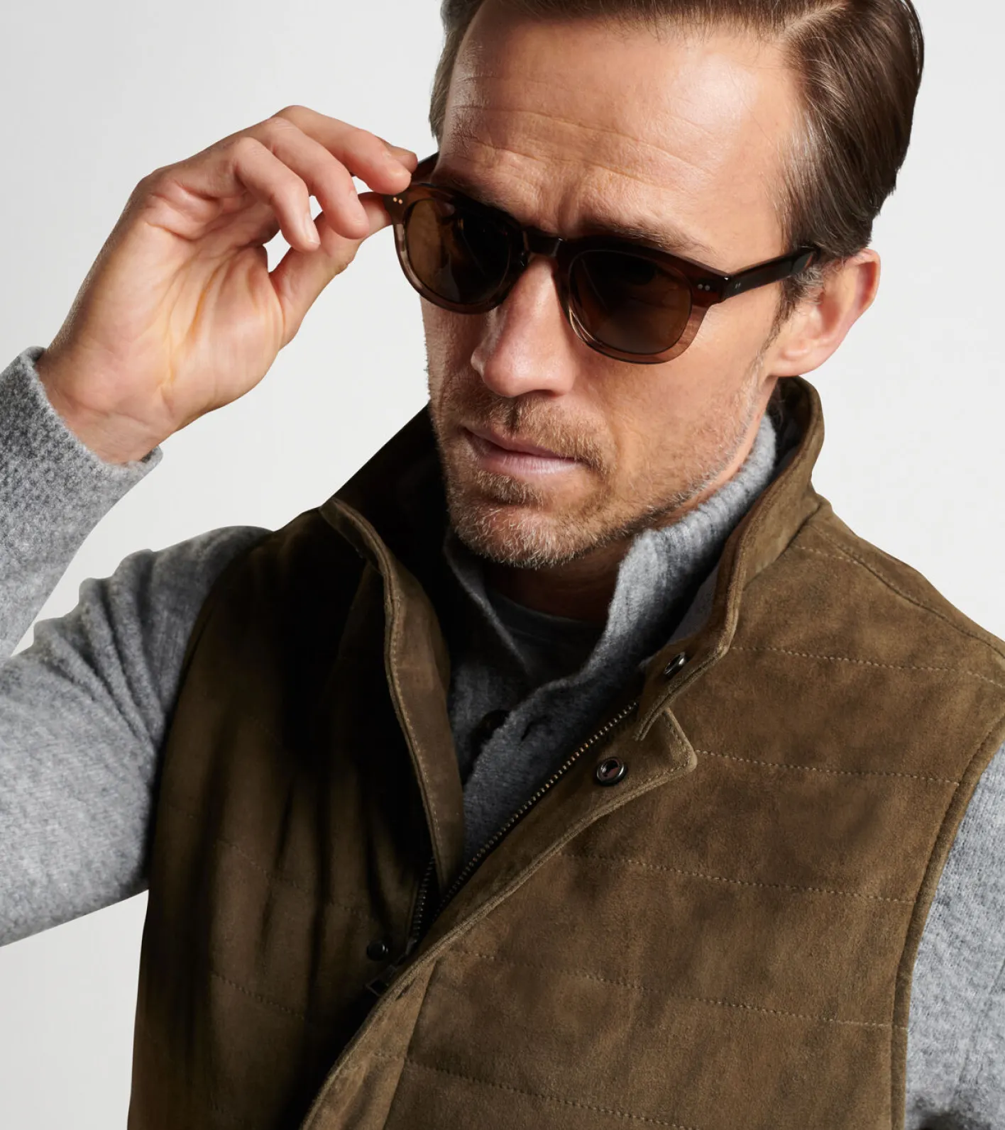 Clearance Peter Millar Vantage Suede Vest Loden