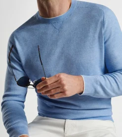 Discount Peter Millar Voyager Cashmere-Silk Saddle Shoulder Crew Gale Grey