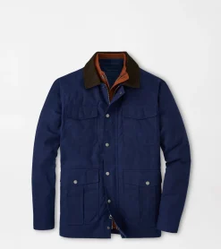 Outlet Peter Millar Waxed Cotton Field Jacket Navy