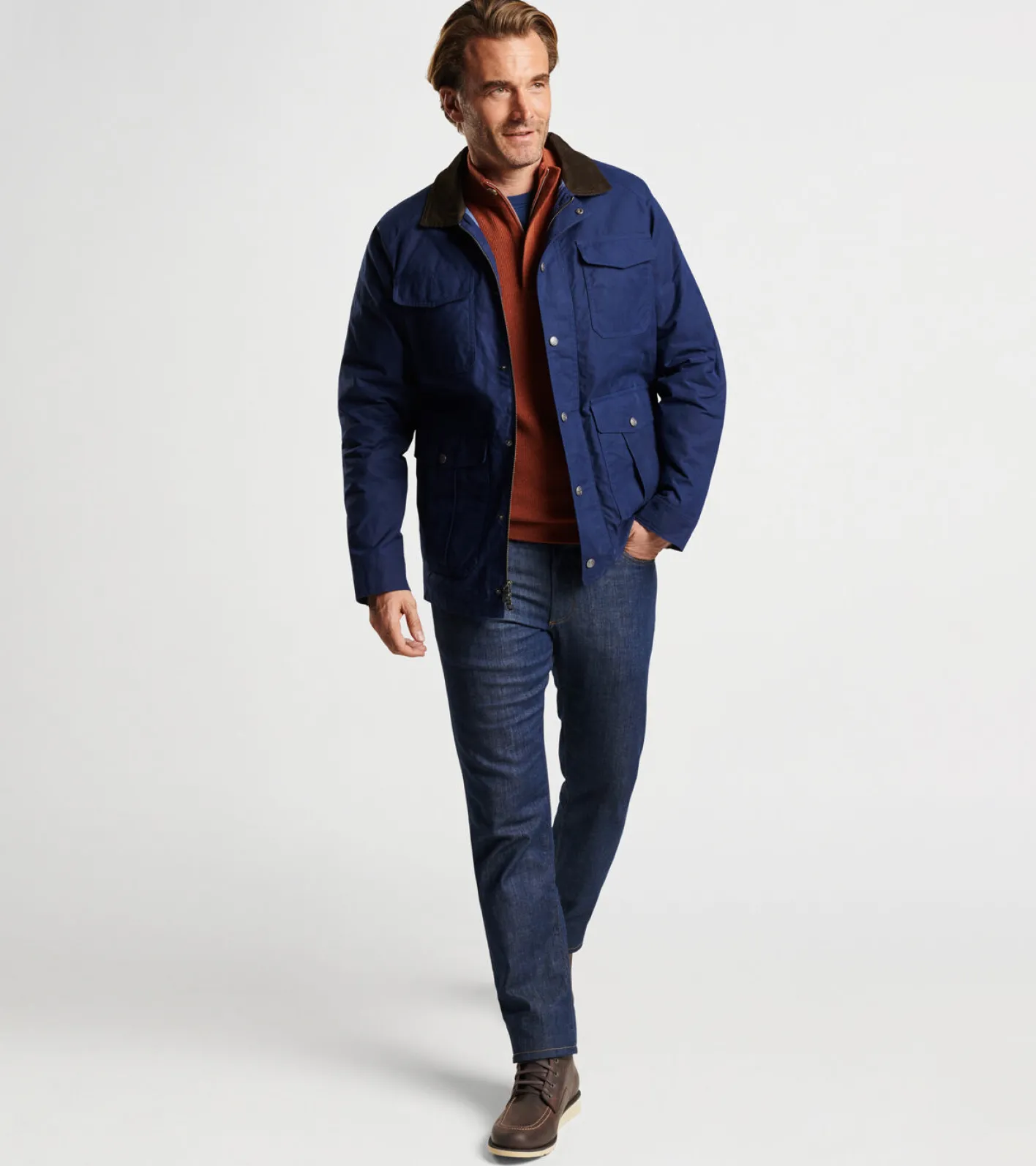 Outlet Peter Millar Waxed Cotton Field Jacket Navy