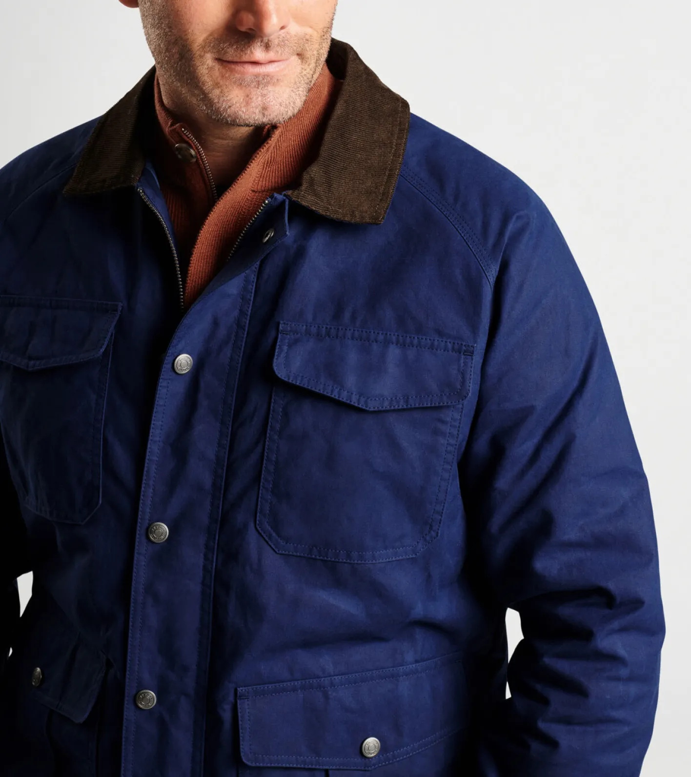 Outlet Peter Millar Waxed Cotton Field Jacket Navy