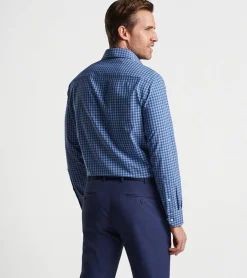 Discount Peter Millar Whipple Performance Poplin Sport Shirt Navy