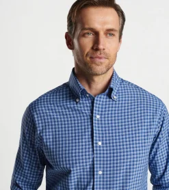 Discount Peter Millar Whipple Performance Poplin Sport Shirt Navy
