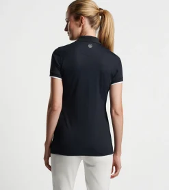New Peter Millar Whitworth Sport Mesh Polo Black