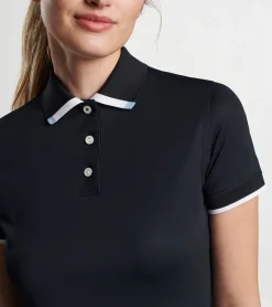 New Peter Millar Whitworth Sport Mesh Polo Black
