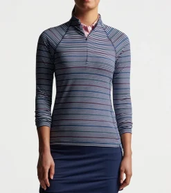Fashion Peter Millar Women's Raglan-Sleeve Perth Metallic Stripe Layer PINWHEEL STRIPE NAVY