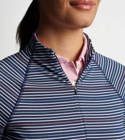Fashion Peter Millar Women's Raglan-Sleeve Perth Metallic Stripe Layer PINWHEEL STRIPE NAVY