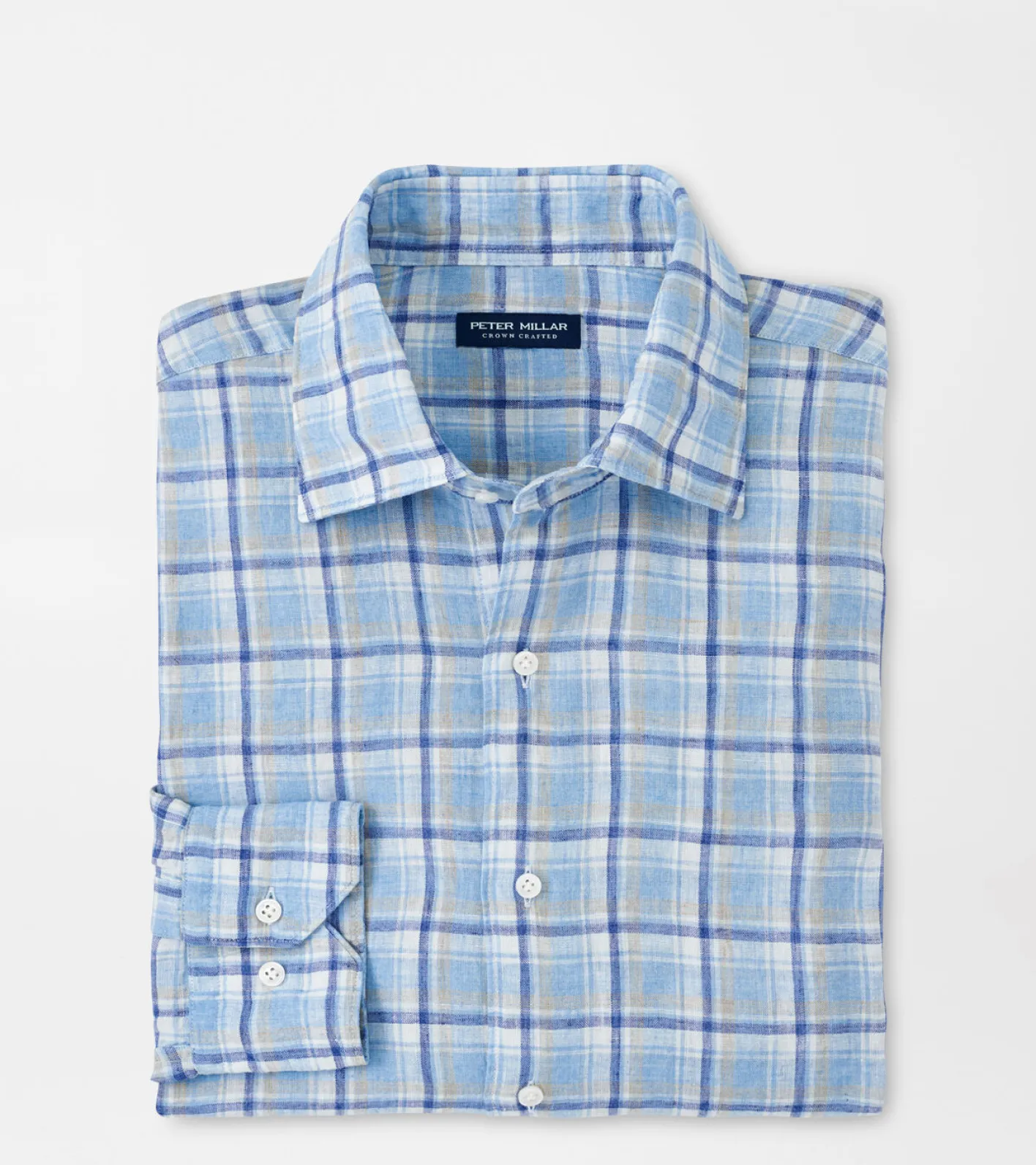 Discount Peter Millar Woodlawn Linen Sport Shirt Blue Frost